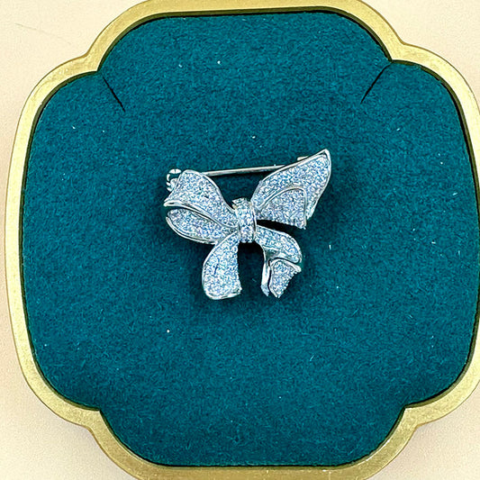 Elegant Crystal Bow Brooch