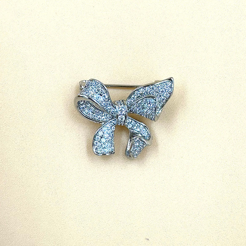 Elegant Crystal Bow Brooch