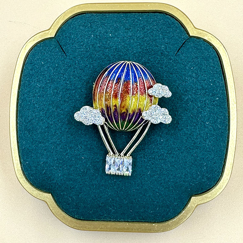 Rainbow Voyage Hot Air Balloon Brooch