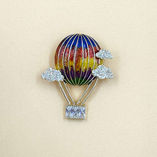 Rainbow Voyage Hot Air Balloon Brooch