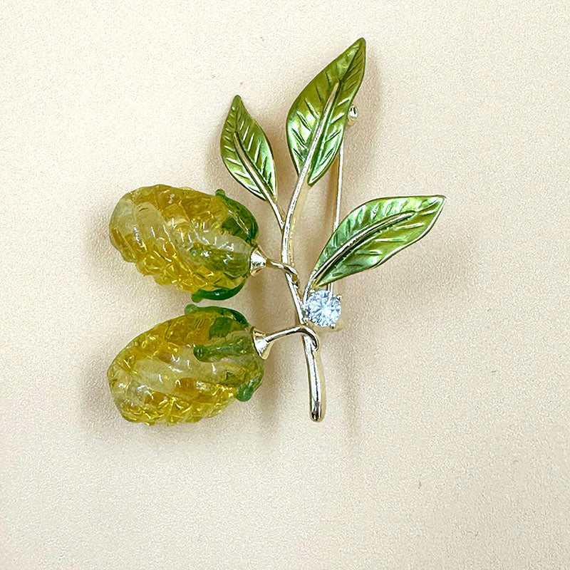 Olive Garden Crystal Enamel Brooch