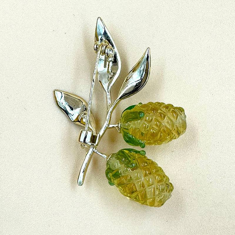 Olive Garden Crystal Enamel Brooch