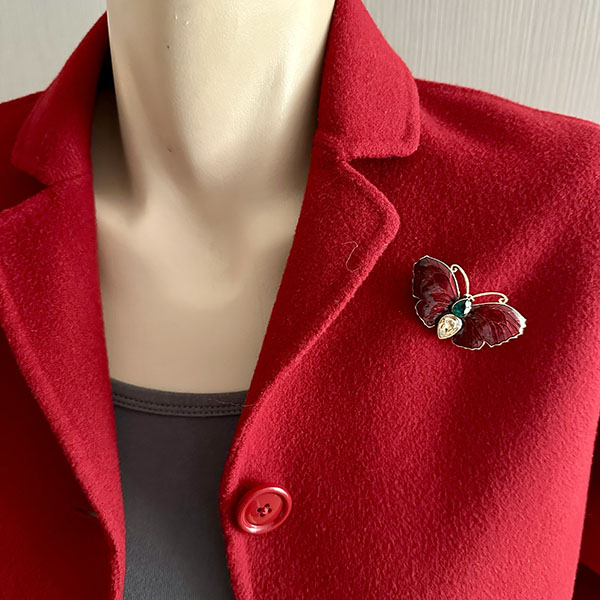 Red butterfly brooch