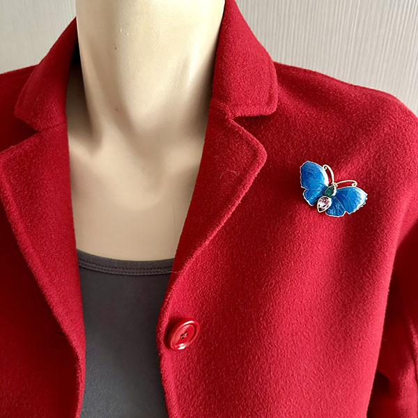 Gemstone Butterfly Brooch – Blue, Red & Green