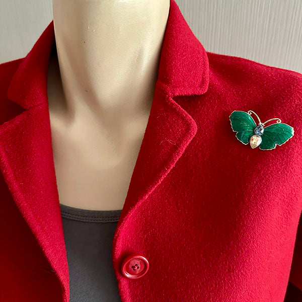 Gemstone Butterfly Brooch – Blue, Red & Green