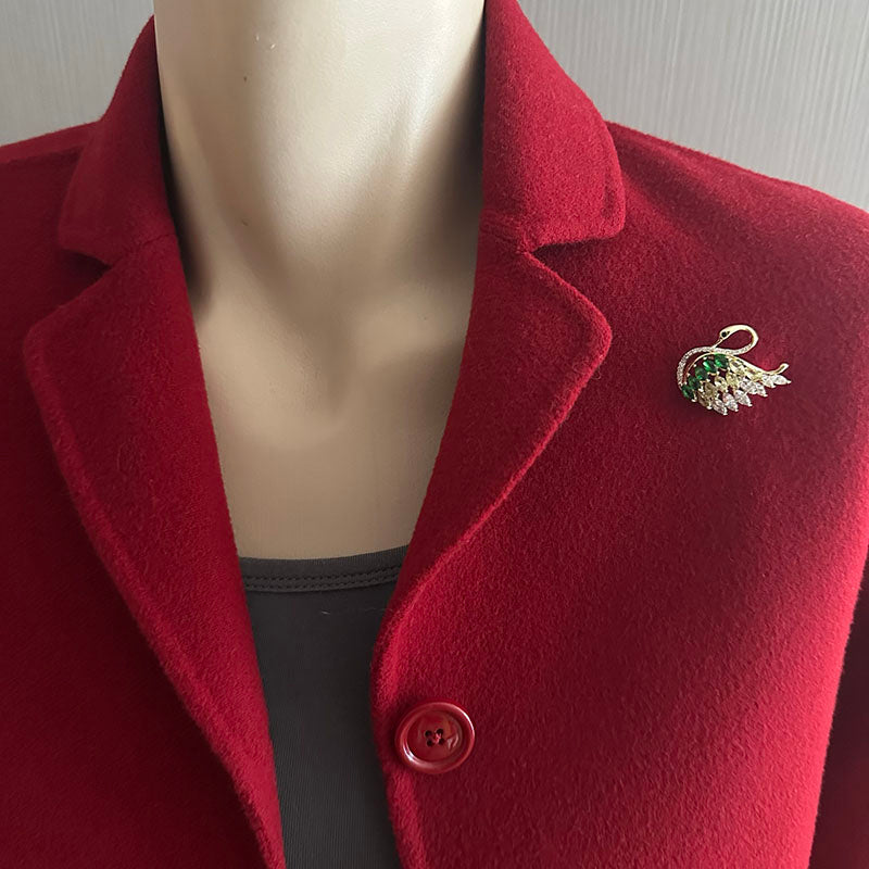 Emerald Swan Crystal Brooch