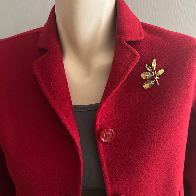 Olive Garden Crystal Enamel Brooch