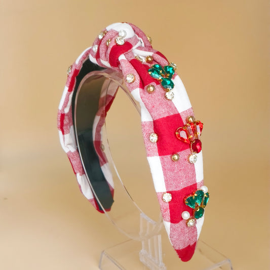 Christmas Candy Cane Sparkle Knot Headband