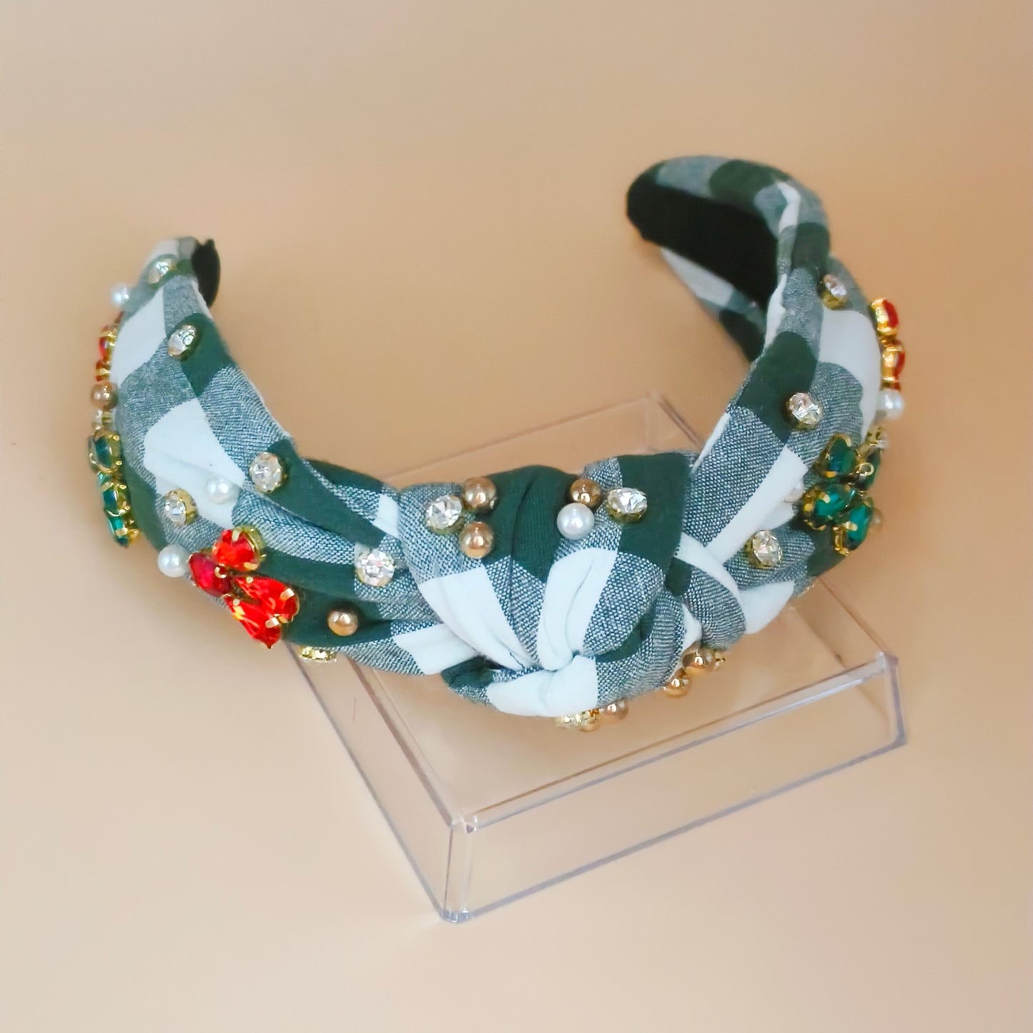 Christmas Holiday Green Sparkle Knot Headband