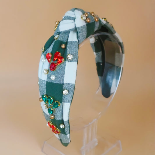 Christmas Holiday Green Sparkle Knot Headband