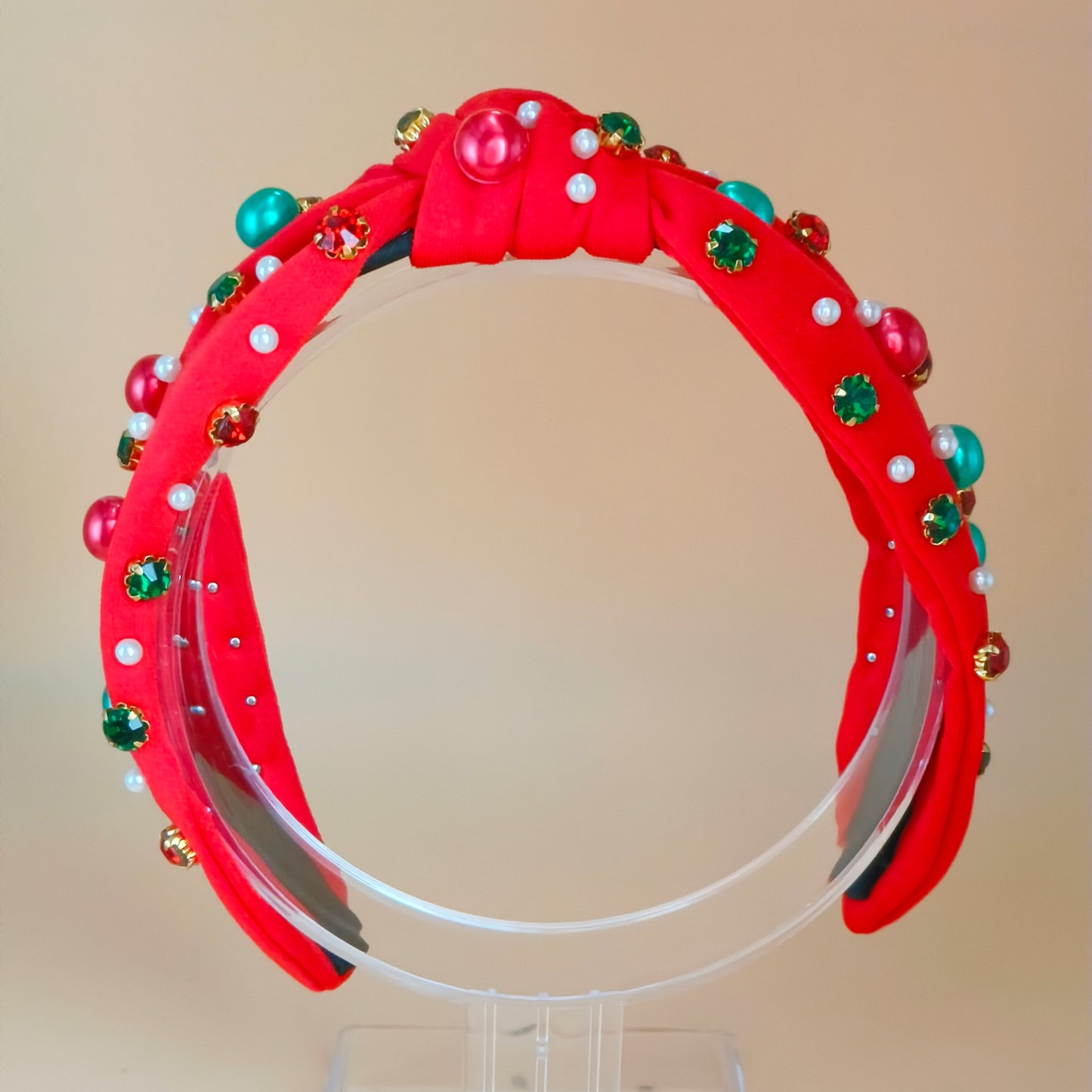 Festive Red Jewel Knot Headband