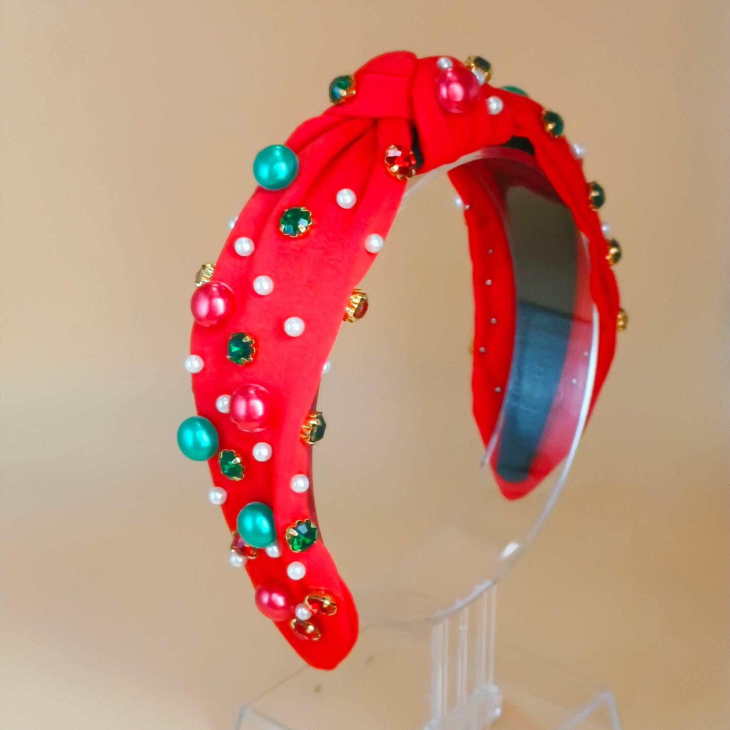 Festive Red Jewel Knot Headband