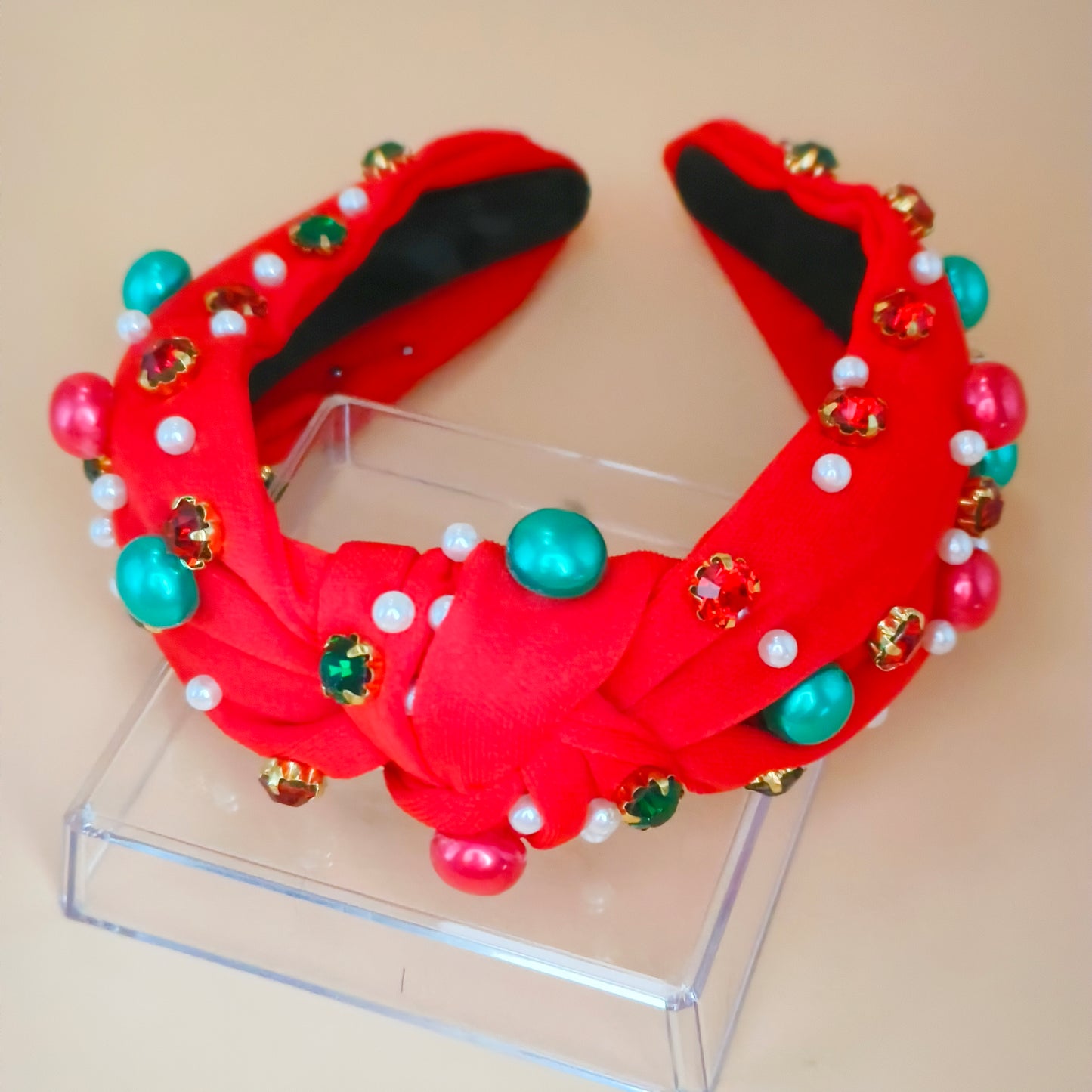 Festive Red Jewel Knot Headband