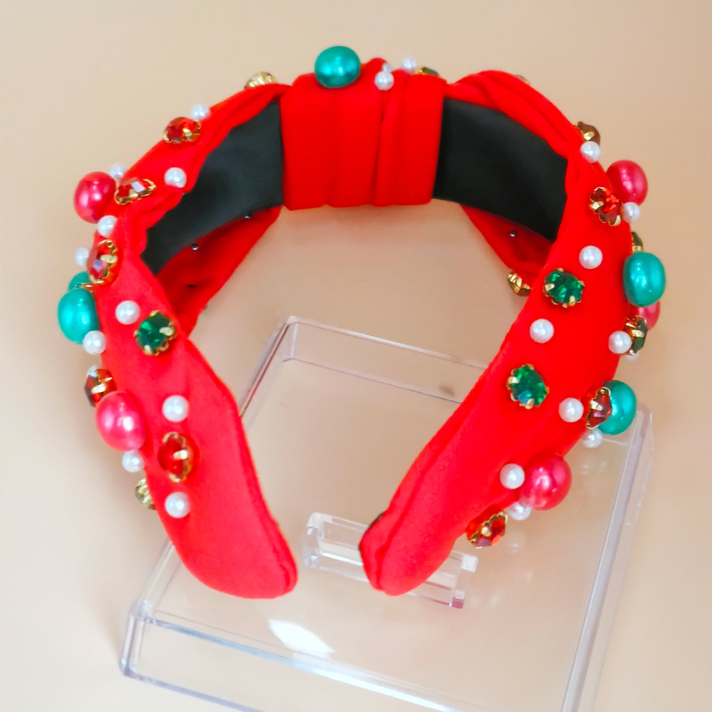 Festive Red Jewel Knot Headband