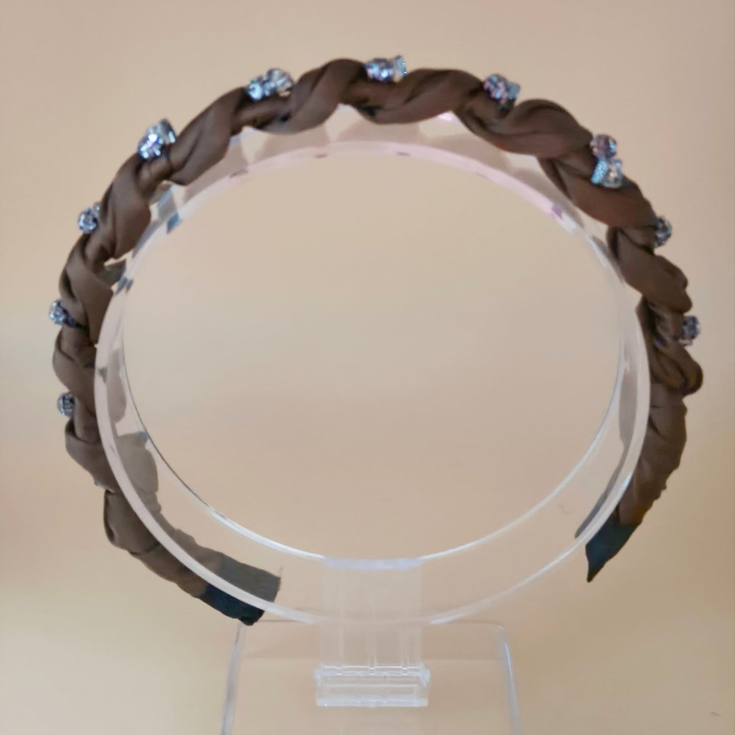 Braided Satin Headband with Crystal Accents 2 colours