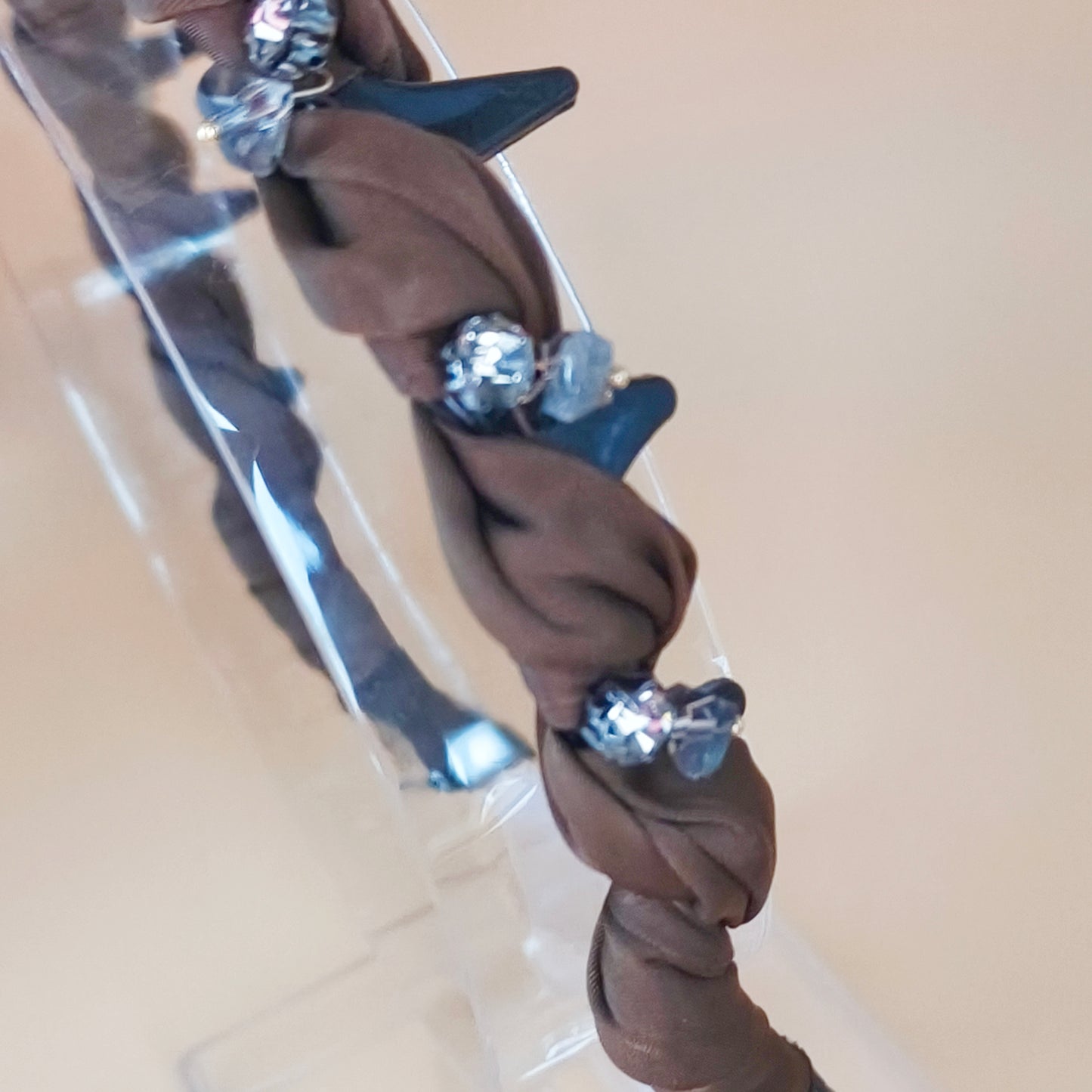 Braided Satin Headband with Crystal Accents 2 colours
