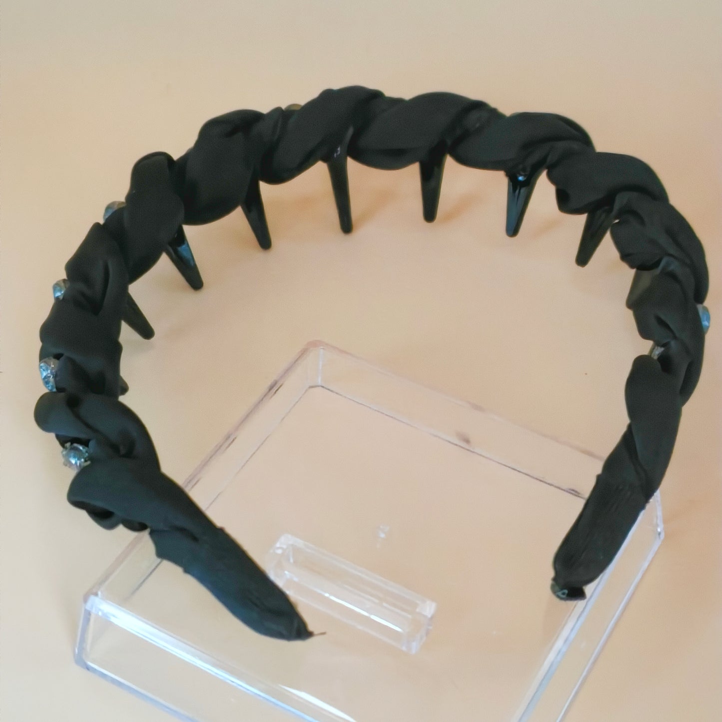 Braided Satin Headband with Crystal Accents 2 colours