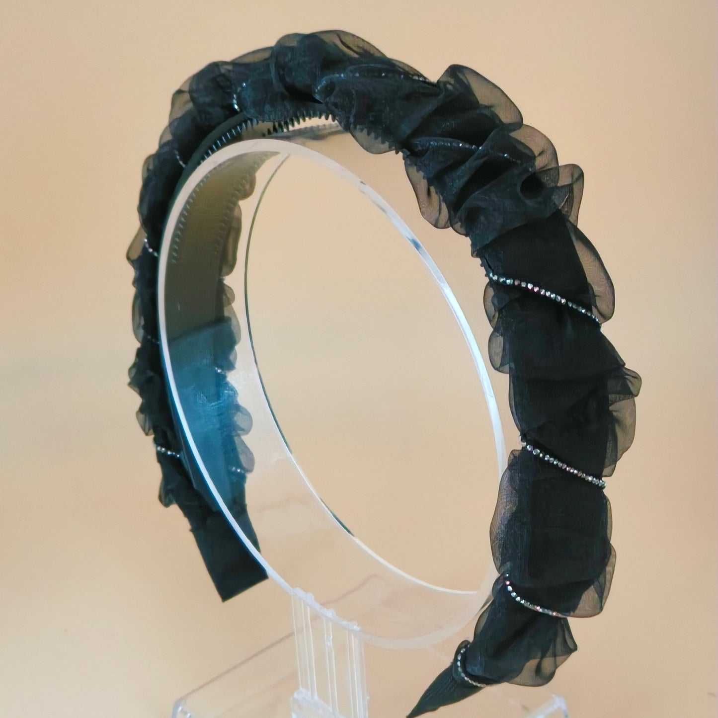 Sheer Ruffle Rhinestone Headband 2 colours