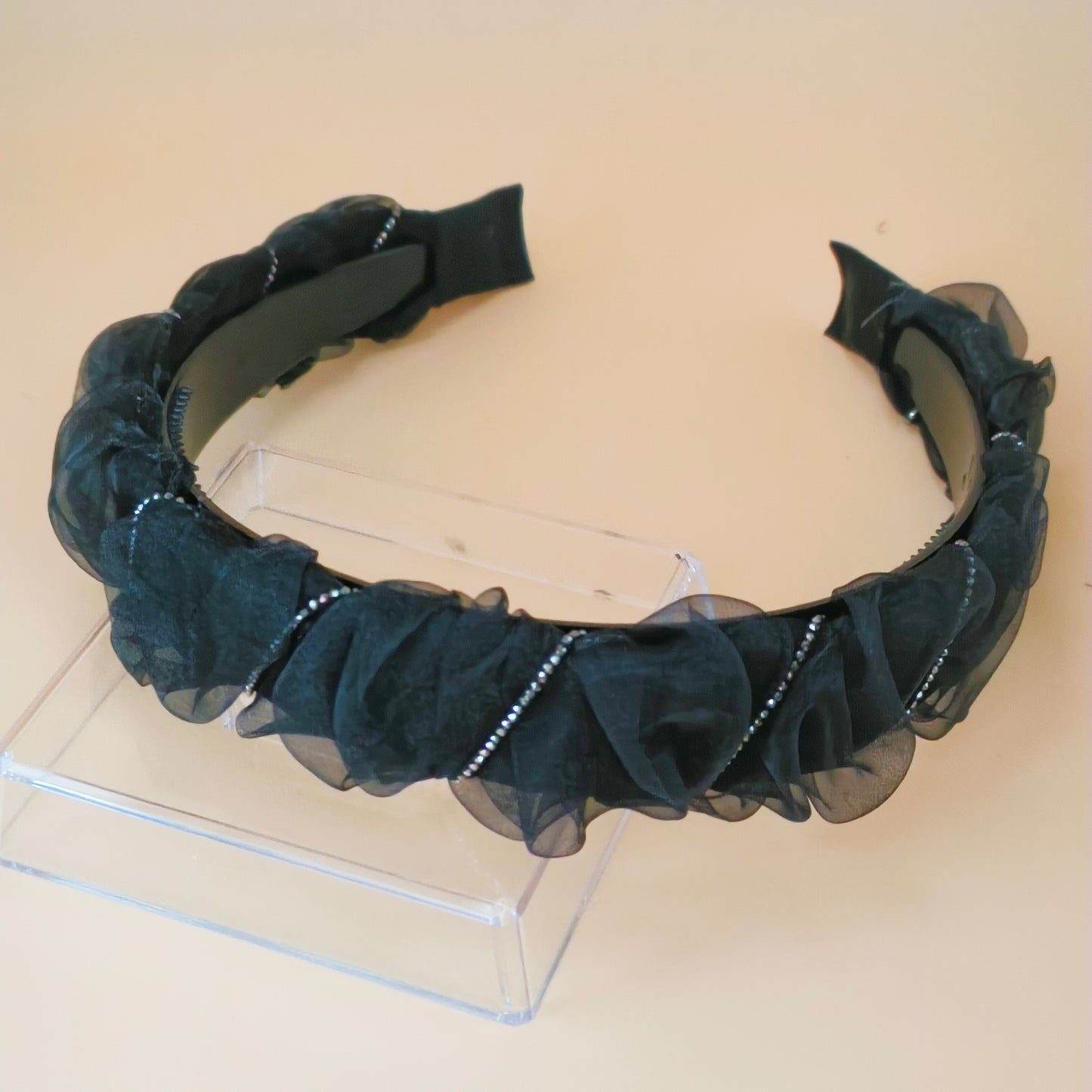 Sheer Ruffle Rhinestone Headband 2 colours