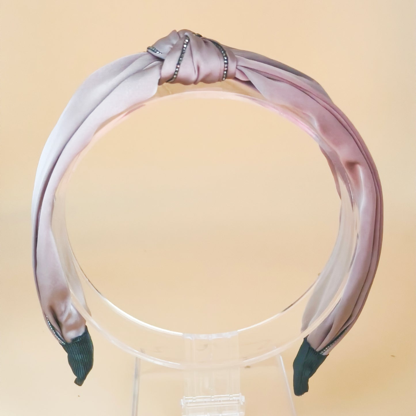Knotted Satin Headband with Crystal Trim