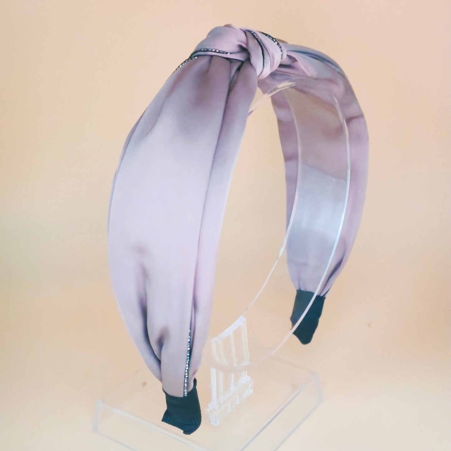 Knotted Satin Headband with Crystal Trim