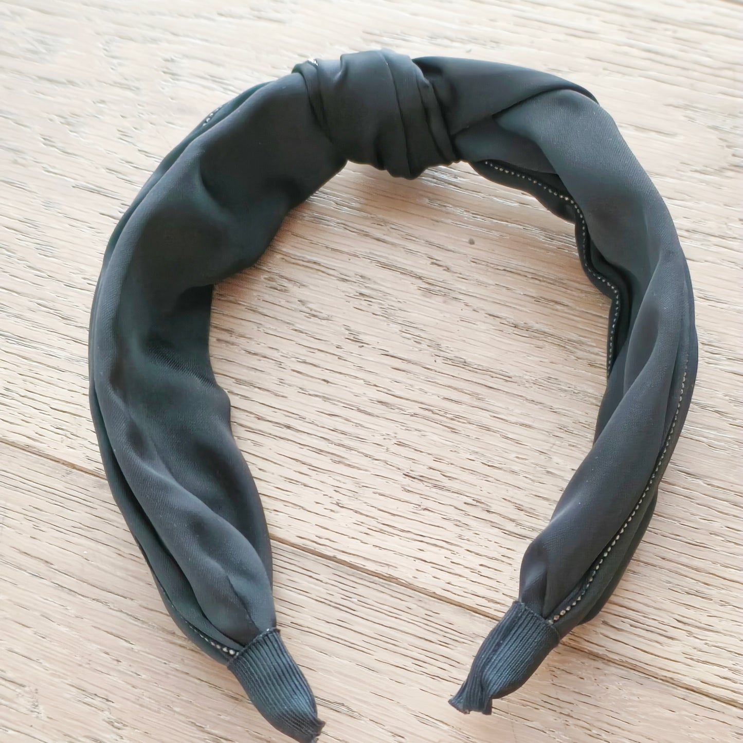 Knotted Satin Headband with Crystal Trim