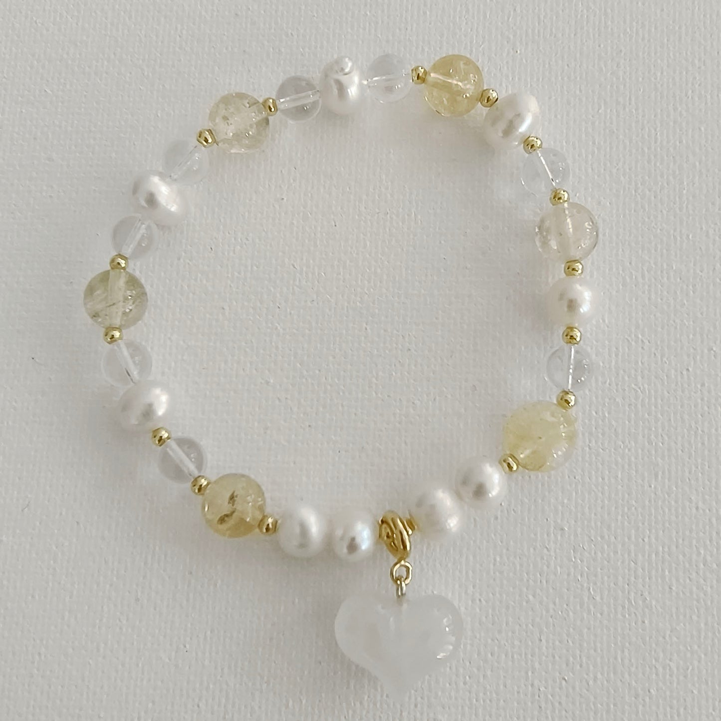 Heart Charm Fresh Water Pearl & Crystal Bracelet