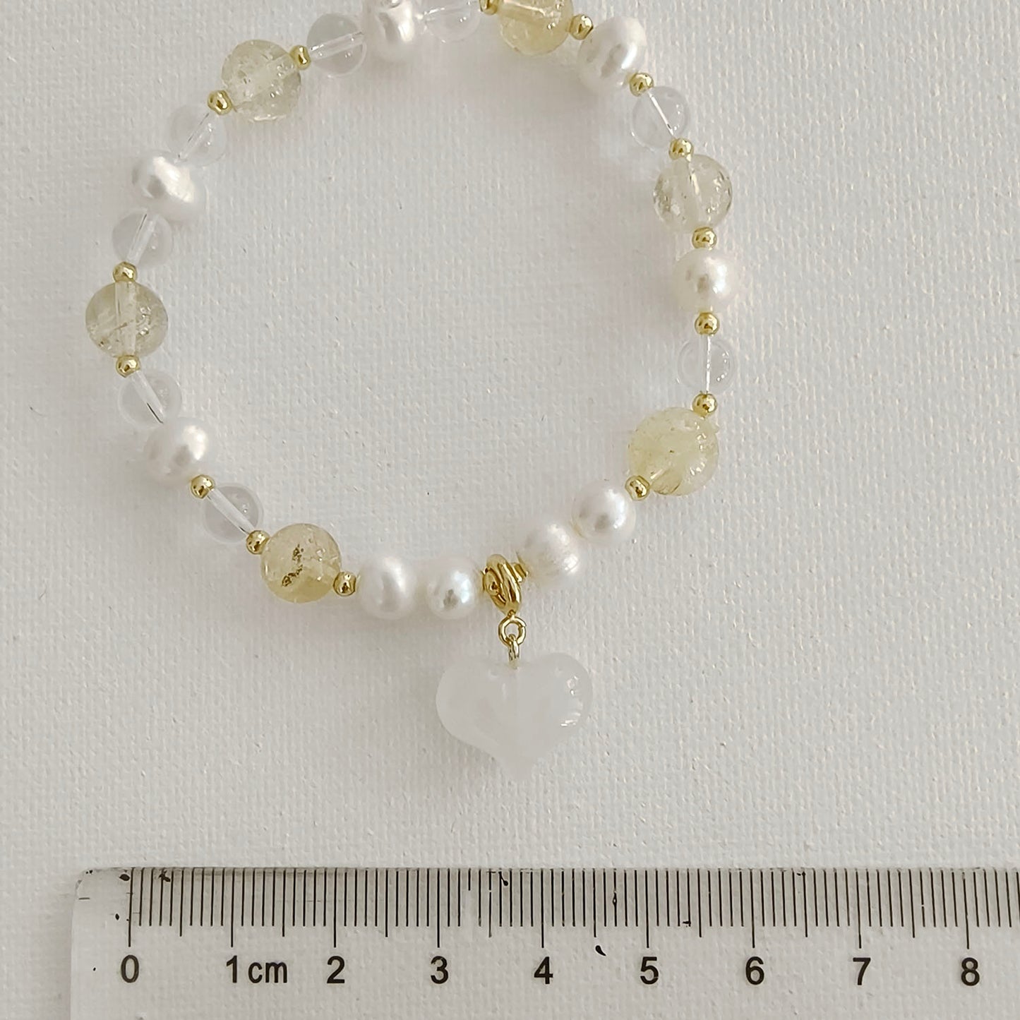 Heart Charm Fresh Water Pearl & Crystal Bracelet