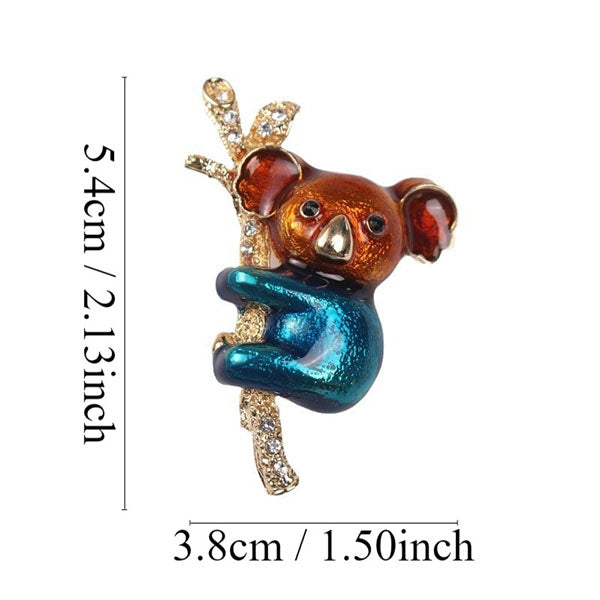 Enamel Koala Brooch with Crystal Branch