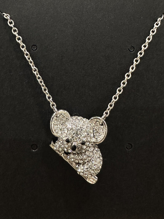 Koala souvenir pendant necklace paved zirconia