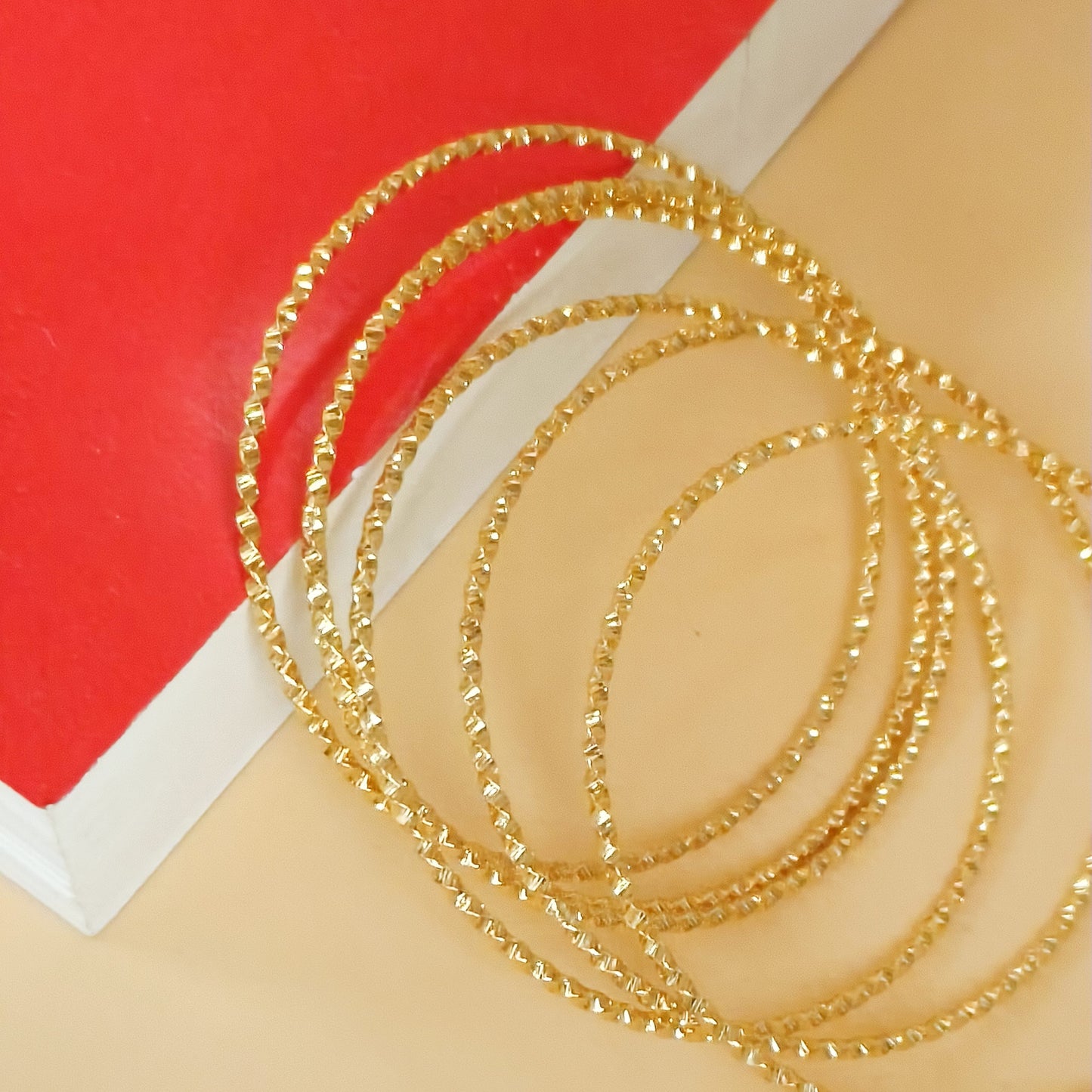 Thin textured Bracelets - 6layers Gold Bangles