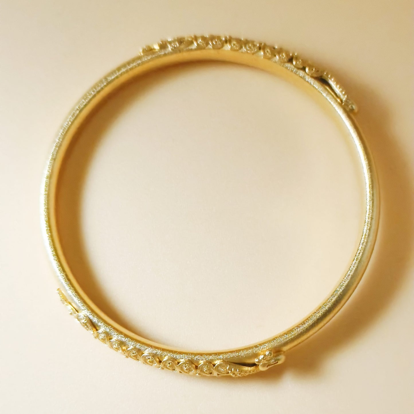 Elegant Floral Lace Gold Plated Bangle With Petal Design