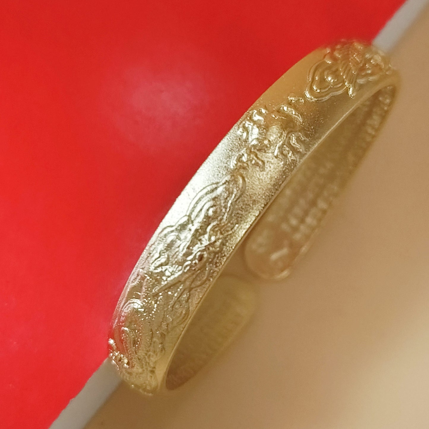 Gold plated vintage detail cuff bangle