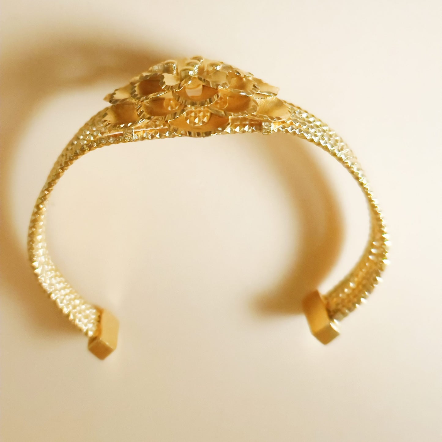 Gold plated flower cuff bangle