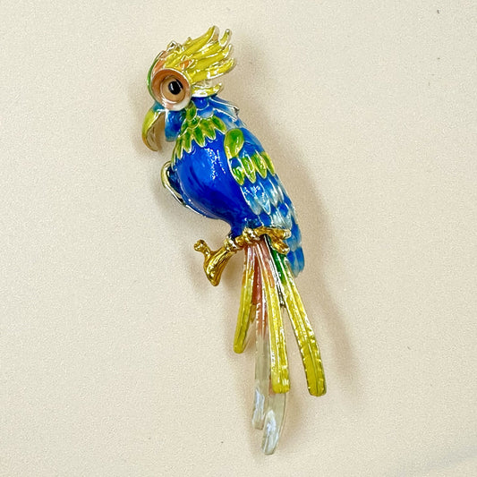 Vibrant Tropical Parrot Enamel Brooch
