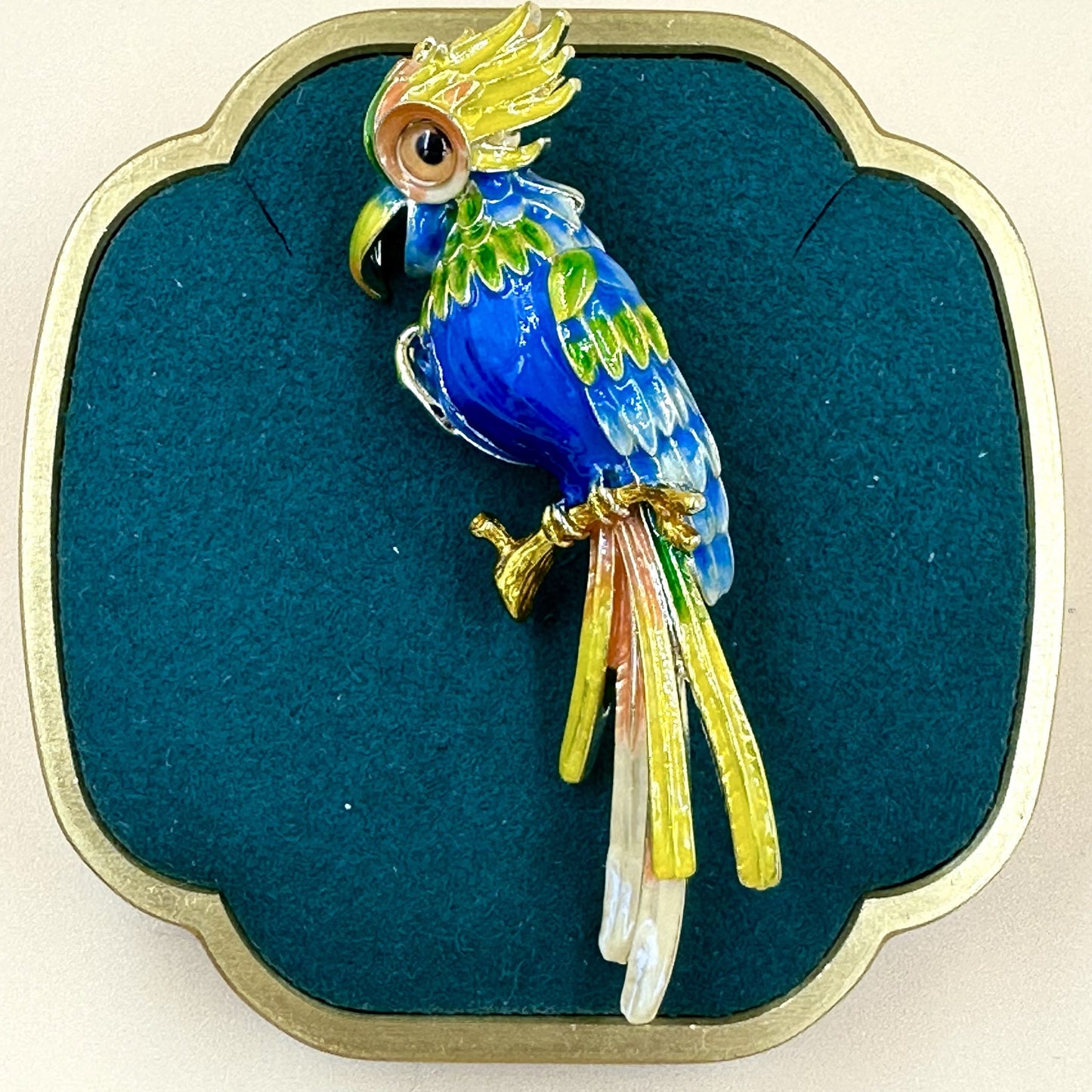 Vibrant Tropical Parrot Enamel Brooch