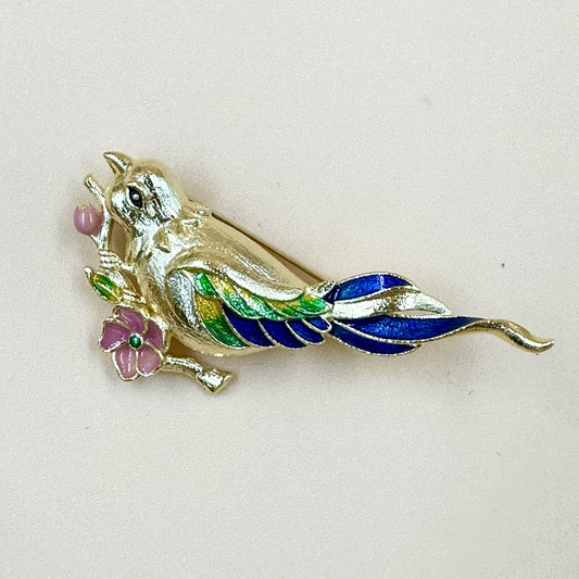 Golden Songbird Floral Brooch 2 colours
