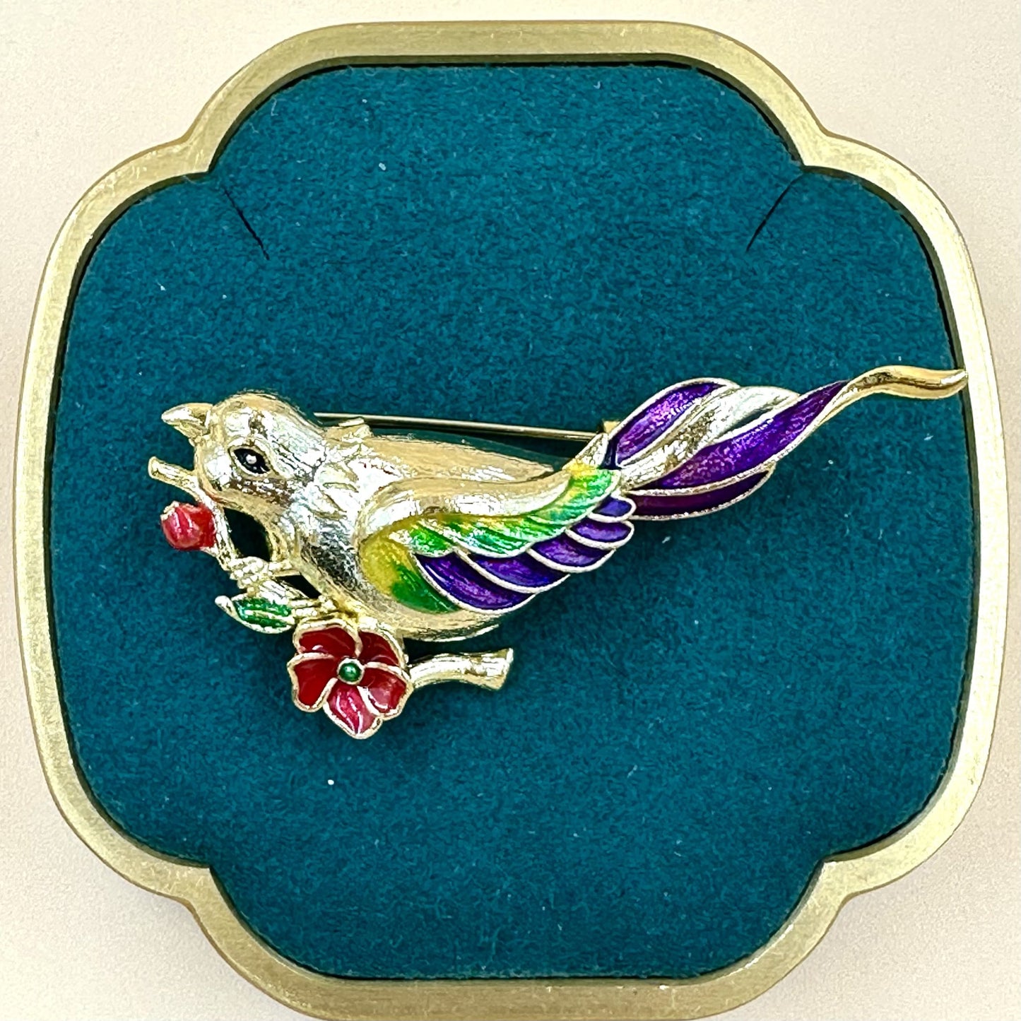 Golden Songbird Floral Brooch 2 colours