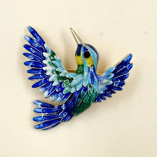 Tropical Hummingbird Enamel Brooch