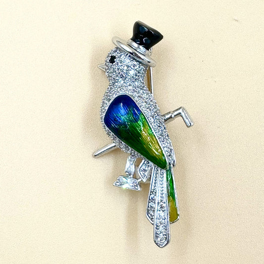 Dapper Gentleman Bird Brooch