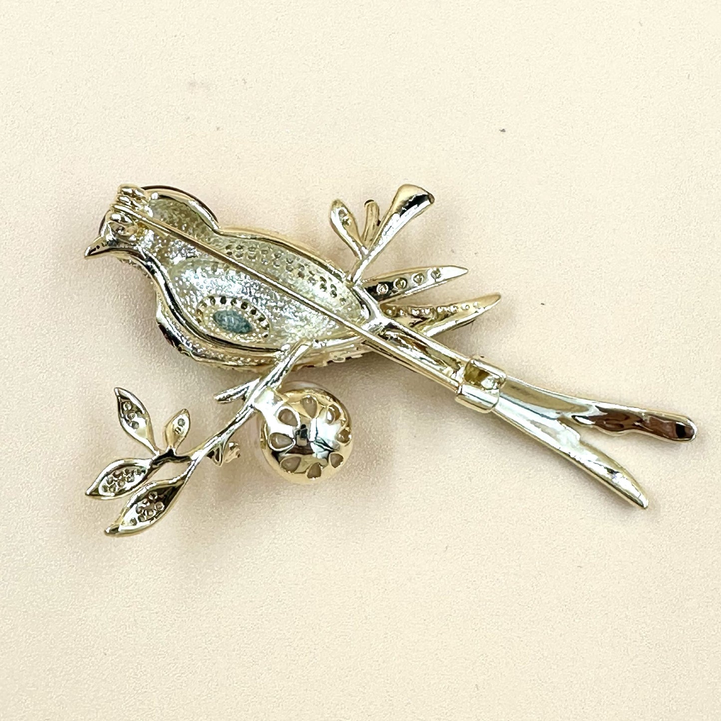 Rainbow Jewel Bird Brooch with Pearl