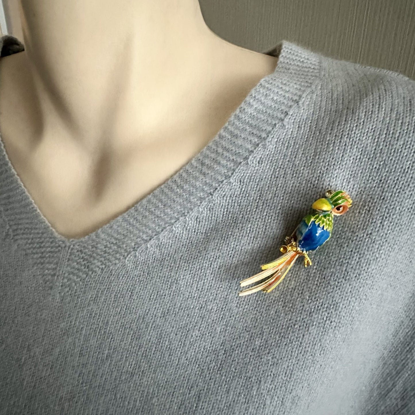 Vibrant Tropical Parrot Enamel Brooch
