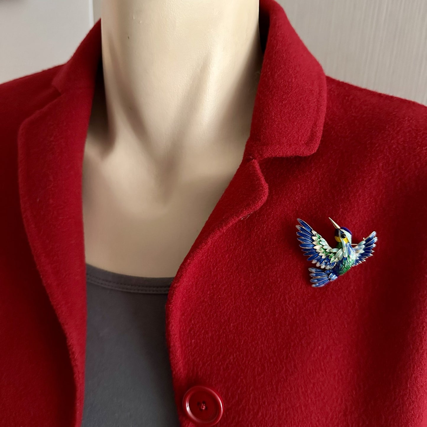 Tropical Hummingbird Enamel Brooch