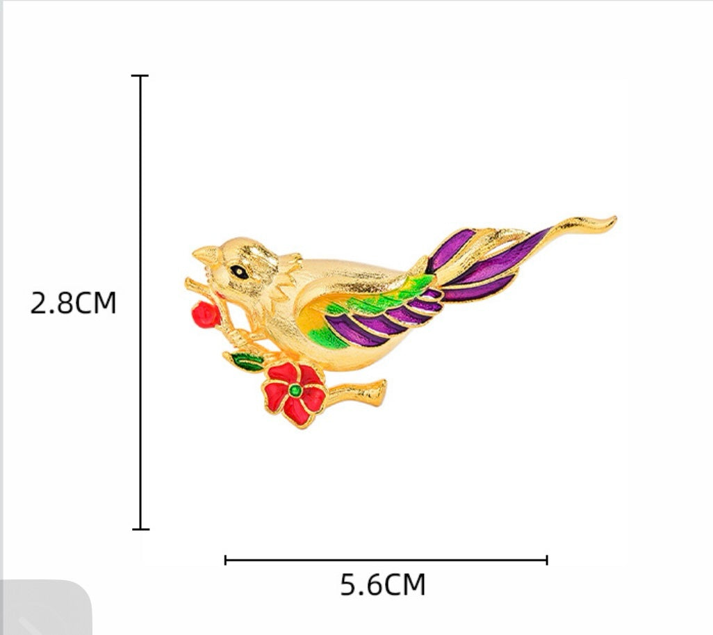 Golden Songbird Floral Brooch 2 colours