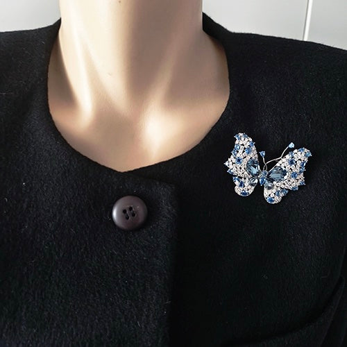 Blue butterfly brooch
