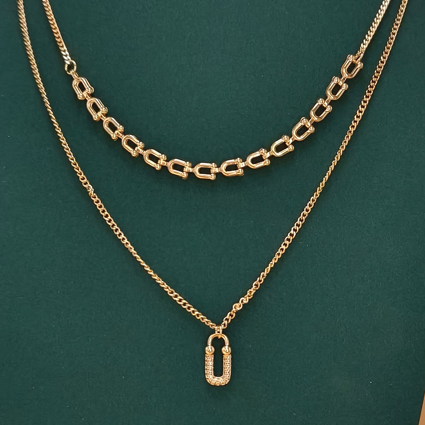 Gold Plated Dual Layer Chain Link Necklace