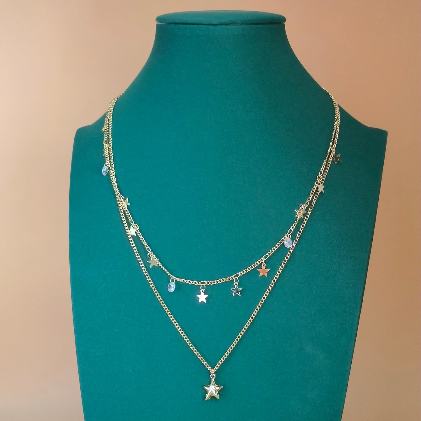Gold Plated Dual Layer Star Necklace