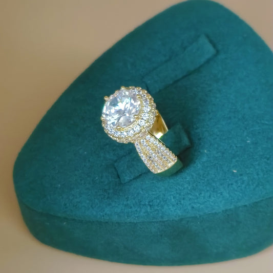 Round Halo Engagement Ring With Crown Stacking Band