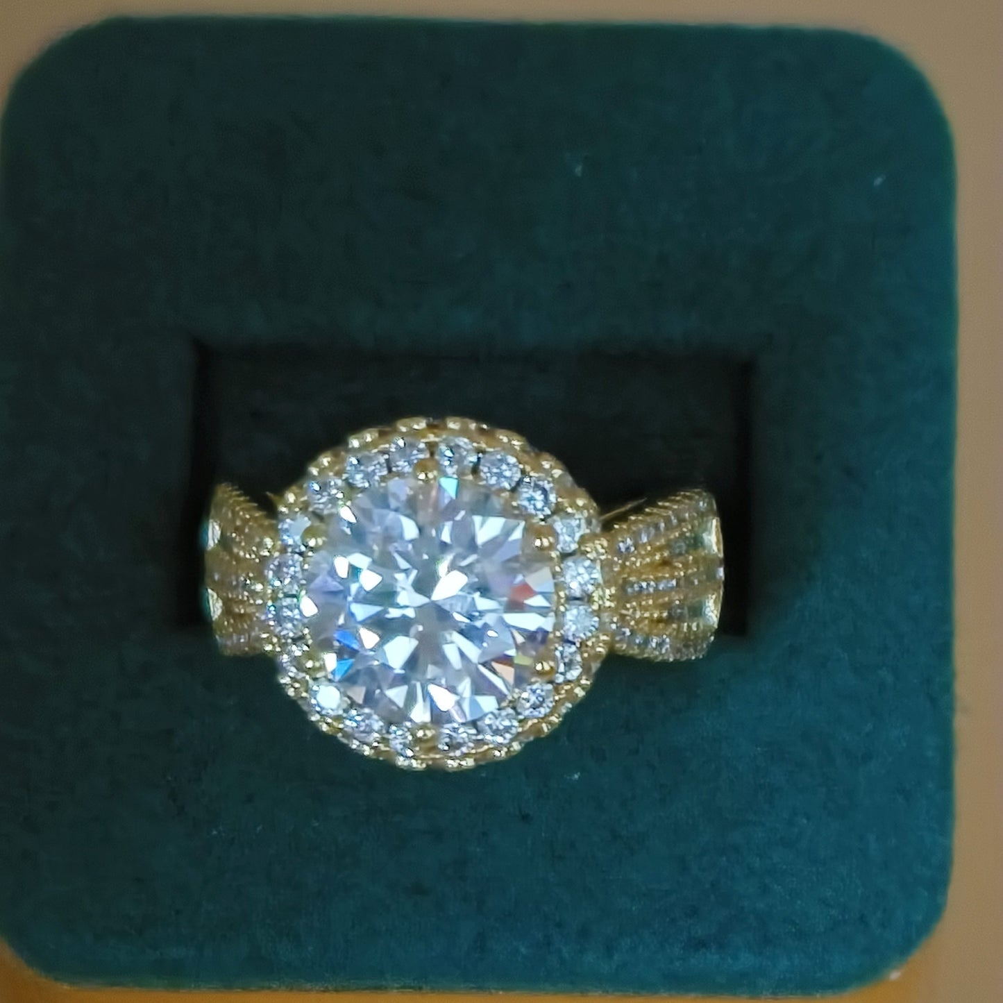 Round Halo Engagement Ring With Crown Stacking Band