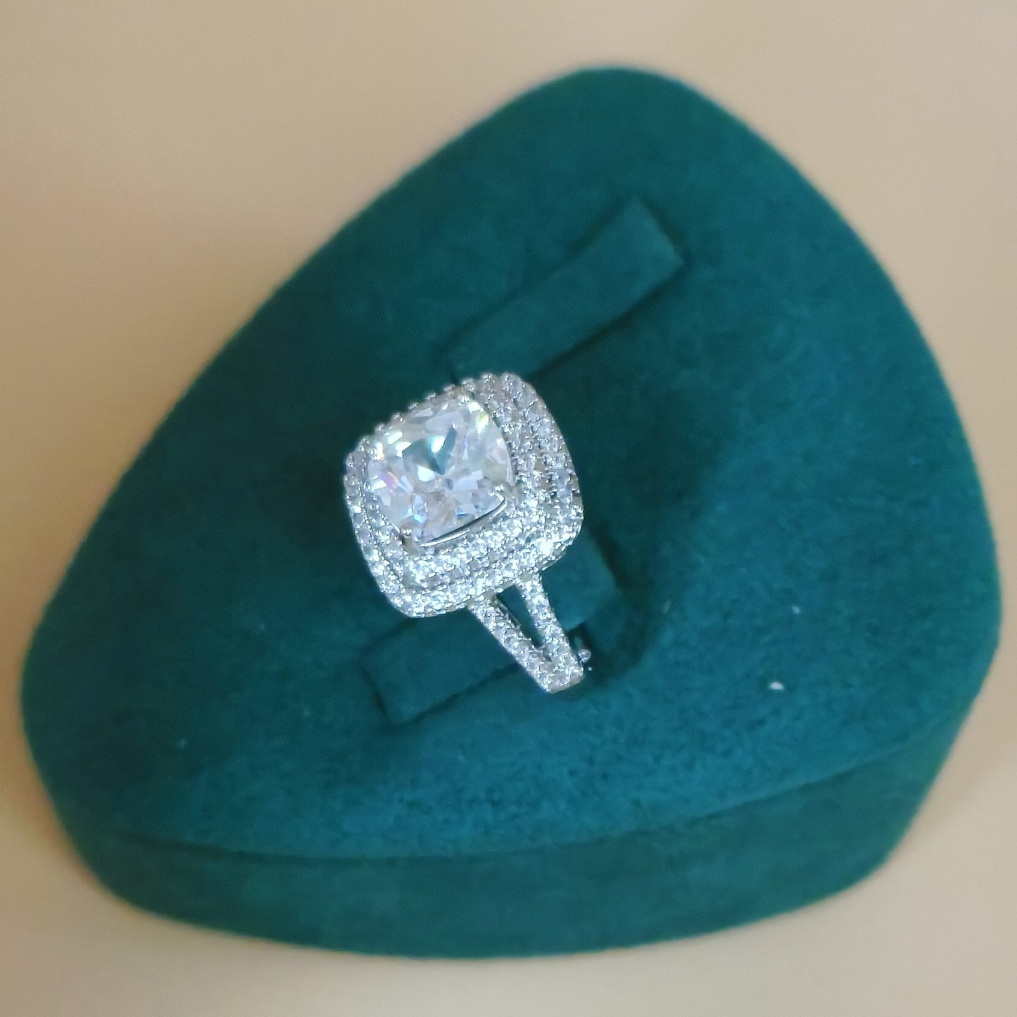 Plated Cushion Cut Engagement Ring